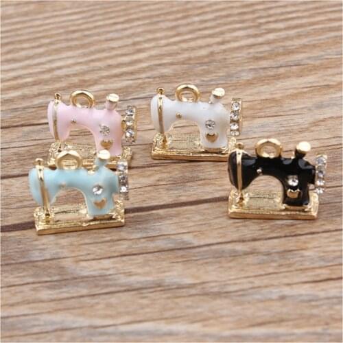 5pcs/Bag Enamel DIY handmade jewelry accessories pendant point drill sewing machine K gold dripping alloy small pendant