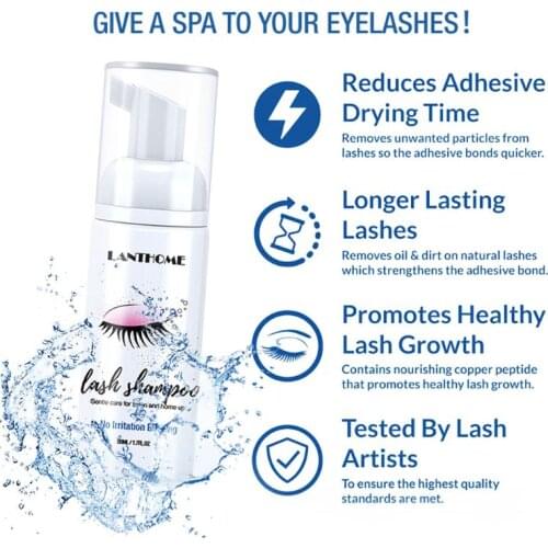 50ml Eyelash Shampoo Brush Kit Individual Eye Lash Extension Foam Cleaner