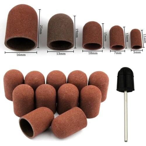 50Pcs/Set 240# Grit Nail Sanding Caps Rubber Grip Pedicure Polishing Sand Block Electric Drill Accessories Bit Manicure Tools
