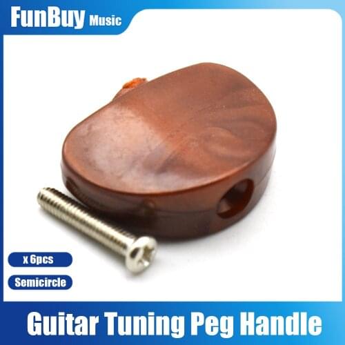 6pcs Guitar Machine Head Buttons Red Pearl Tuning Key Semicircle Buttons Guitar Accessories
