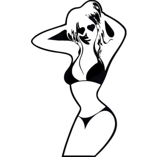 7*13CM Car Sticker Sweet Heart Hot Sexy Girl Black/Silver Vinyl Decal Fantastic Interesting Style High Quality C20-0480