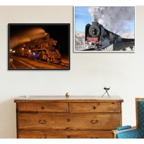 Abstract Vintage Train Posters Modern Black White Rail Landscape Canvas Painting Wall Art Pictures For Living Room Home Decor