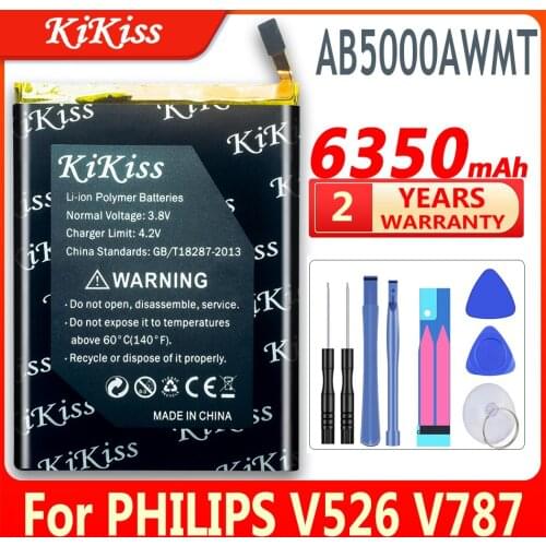 6350mAh Big Power Battery For Xenium CTV787 CTV526 Cellphone AB5000AWMT for PHILIPS V787 V526 V377 Mobile Rechargeable Batteres