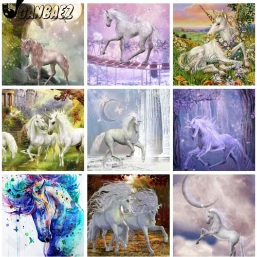 White Horse Diamond Painting Animal 5D Diy Cross Stitch Abstract Oil Painting Handmade Full Diamond Embroidery Mosaic Home Decor