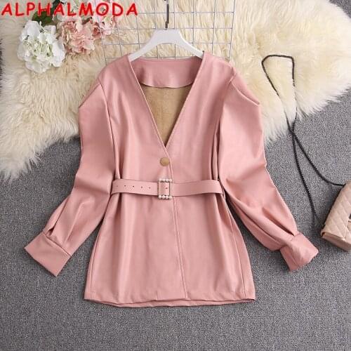 ALPHALMODA Women's Leather Jackets