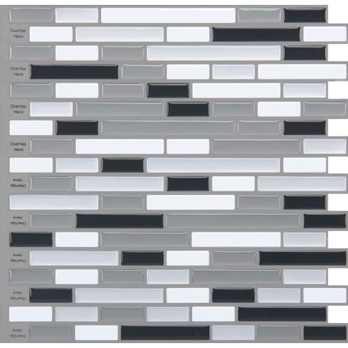 Peel and Stick Tiles Kitchen Backsplash Wall Tiles 3D Wall Stickers for Washroom Laundry Room (6 pieces) 12''x12