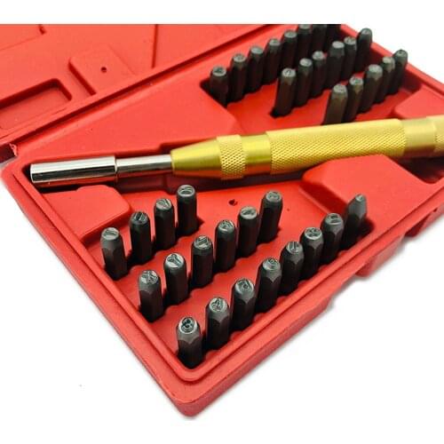 38pcs Automatic Letter Number Leather Stamping Punch Metal Leather Metal Punch Imprint Die Set Tool Kit Leather DIY Tools