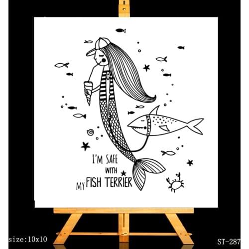 AZSG Funny Shark Mermaid Clear Stamps For DIY Scrapbooking/Card Making/Album Decorative Silicone Stamp Crafts