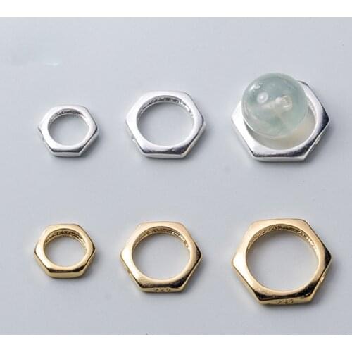 2pcs/lot 925 Sterling Silver Surround Geometry Spacer Beads Inner Size 4mm 5.5mm 8mm Silver Circle Charm Beads DIY Jewlery Make