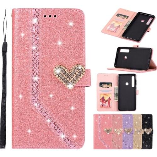 Case For Samsung Galaxy A9 2018 A920F case Bling Glitter Flip leather stand wallet Case for Galaxy A7 2018 A750F case kimTHmall