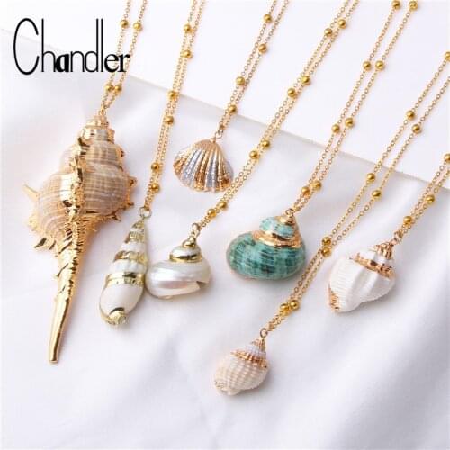 Chandler Boho Natural Shell Chocker Cowire Sea Necklace Conch Ocean Beach Jewelry Bohemian Summer Choker Bijoux Surf Collier