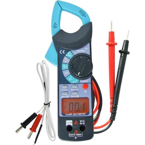 Clamp Meter DC AC Voltage AC Current Resistance Digital Multimeter Audible Continuity Temperature Diode Tester