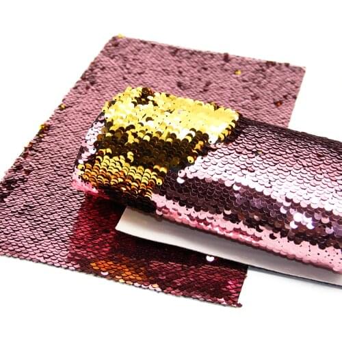 David accessories 20*33cm Synthetic Leather Mermaid Reversible Sparkly Color Changeable Sequin Sheet DIY Sewing Garment,1Yc4146