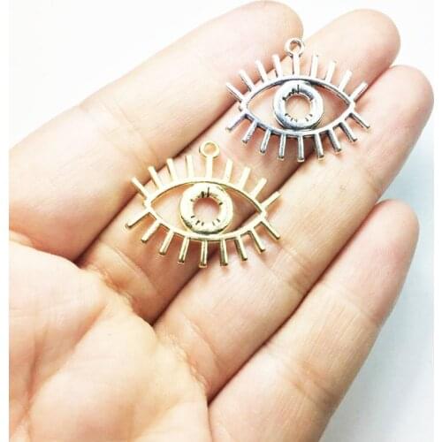 Eruifa 10pcs 25*20mm Eye Zinc Alloy necklace,earring bracelet jewelry DIY handmade 2 colors Gold and Burnished silver