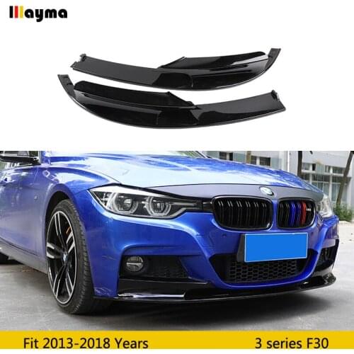 Gloss Black Front Bumper Cover Lip for BMW F30 3 Series M Style 2013-2018 ABS Bumper Only for Sports Version Mtech Styling 2pcs