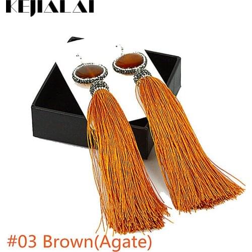 Kejialai Fashion Rhinestone Long Tassels Earrings Dangle Earring Bohemian Style Brincos Ethnic Jewelry Women Girls Wedding Gifts