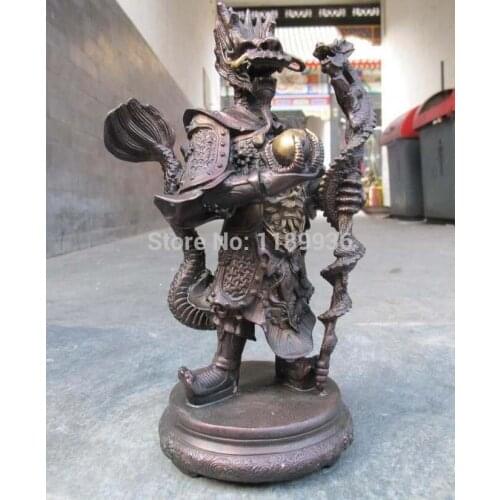 Chinese myth classical Red Bronze carve sea dragon King buddha statue