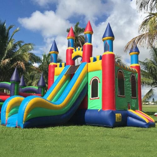 Commercial inflatable adult jumping bouncy castle jumping house and slide combo