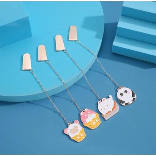 2pc Cartoon Panda Animal Pendant Bookmark Creative Exquisite Metal Pattern Book Mark Page Folder Marker Office School Supplies