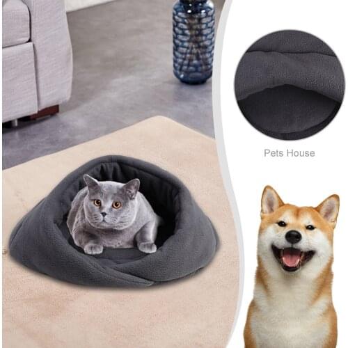 Multicolor Puppy Sleeping Bed Cushion Warm Fleece Pet Cats Rest Dogs Mat Semi-closed Kennel Cat House Warm Nest for Pet Dropship