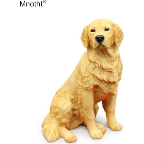 Mnotht 1/6 Golden Retriever Sitting Dog Simulation Animal Model Ornaments Toys Resin Accessory for Action Figure Collection m5n