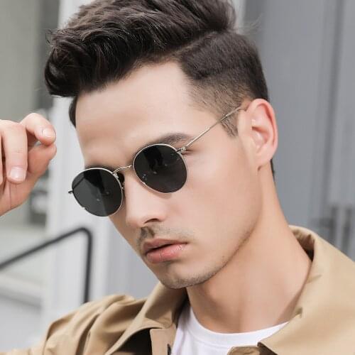 Retro Men Sunglasses Fashion Round Unisex Brand Designer Sun Glasses Polarized Coating UV400 Female Eyewear For Men Women V3448