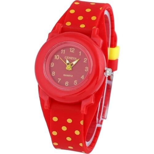 Gnova Platinum Silicone Teen Kid Watch Cow Dots School 60s Retro Fashion Girl Boy Wristwatch Gift Quartz Geneva Relogio A947