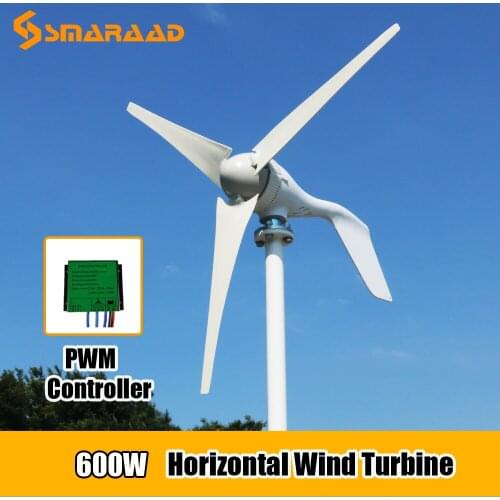 New Arrival Free Energy 3 Blades 400W 12V 24V Wind Turbine Generator Low Wind Speed Start With PWM Controller Homeuse