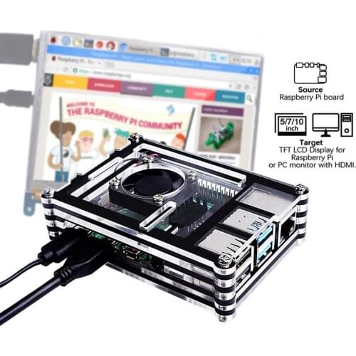 New Case Raspberry Pi 4 B Model for Passive Cooling Fan Case for Raspberry Pi 4 B Acrylic Case Installation with Heatsinks