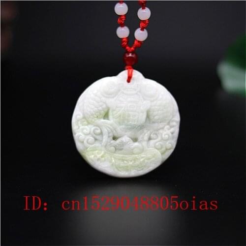 Natural White Chines Jade Pisces Pendant Fish Necklace Charm Jewellery Fashion Accessories Carved Amulet Gifts for Women Men