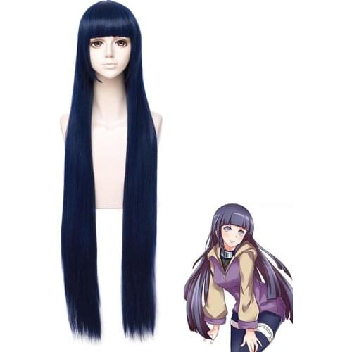 Anime Hatake Kakashi Hyuga Hinata Straight Hair Neat Bang Cosplay Wigs + Wig Cap