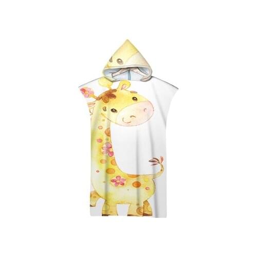 Adult Diving Suit Changing Robes Beach Poncho Towel Cute Animal Pattern Microfiber Quick Drying Hooded Bath Towels Beachwear