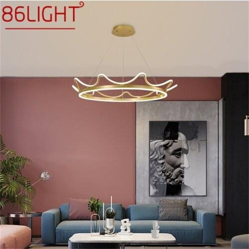 86LIGHT Nordic Pendant Lights Gold Crown Contemporary Luxury LED Lamp Fixture For Home Decoration