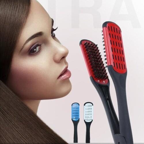 1PC Hair Hairdressing Comb Double Sided Brush Clamp Salon Styling Hairdressing Bristle Hair Straightening Comb