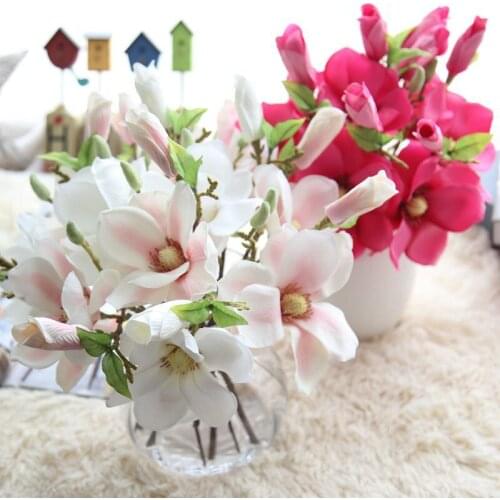 1PC 37cm wedding decoration silk flowers orchid Magnolia wedding artificial flowers for home party decoration Fake Flower
