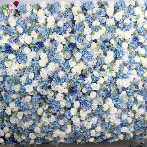 SPR white mix blue berries rose hydrangea aritifical flower wall backdrop table centerpiece runner decorative floral arrangement