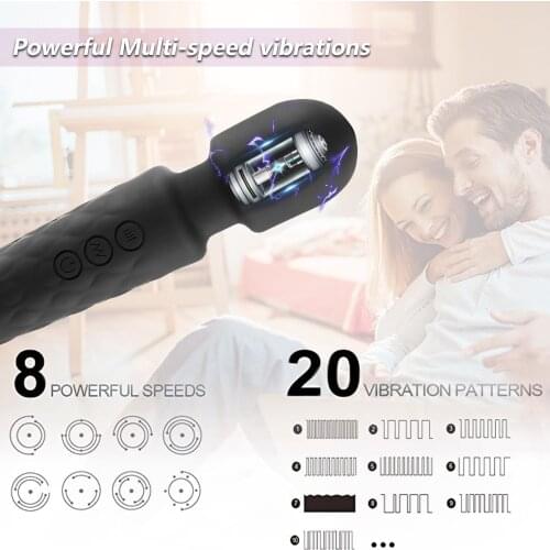 8 Speeds and 20 Vibration Patterns AV Vibrator Sex Toys for Woman Clitoris Sex Shop G Spot vibrating Dildo Powerful Magic Wand