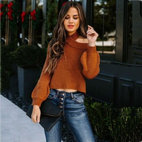 Autumn Winter Women Sexy Off Shoulder Knit Sweater Fashion Long Sleeve Solid Color New Ladies Pullover Warm comfort Knitwear