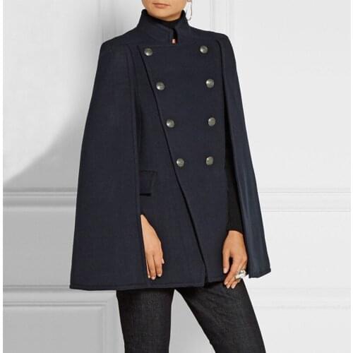 Savabien 2019 Vintage Women Woolen Coat Autumn Womens Winter Jackets Elegant Female Double Breasted Warm Cape Coat Outerwear