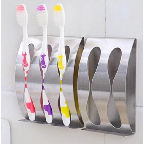 1Pcs Stainless Steel Wall Mount Toothbrush Holder 3/2 Hook Self-Adhesive Tooth Brush Organizer Box Bathroom Accessories