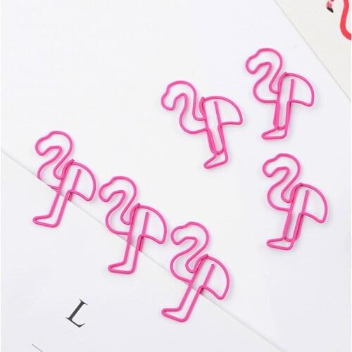10 pcs/lot Creative Kawaii Flamingo Metal Paper Animal Clips Pink Bookmark for Paper School Office Supplies Gift Stationery