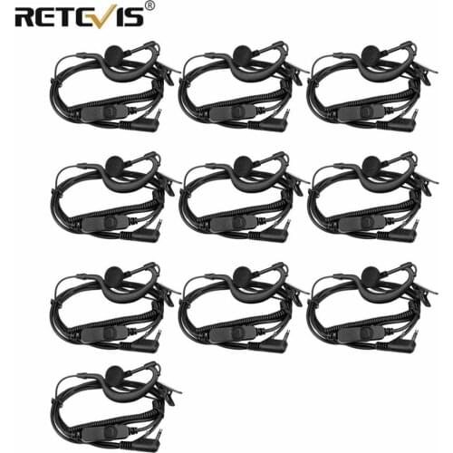 10pcs Earphones PTT with Mic Walkie Talkie Earpiece G Type for Kenwood Baofeng TYT Retevis H777 RT5R uv 5r UV-5R UV82 Bf-888S