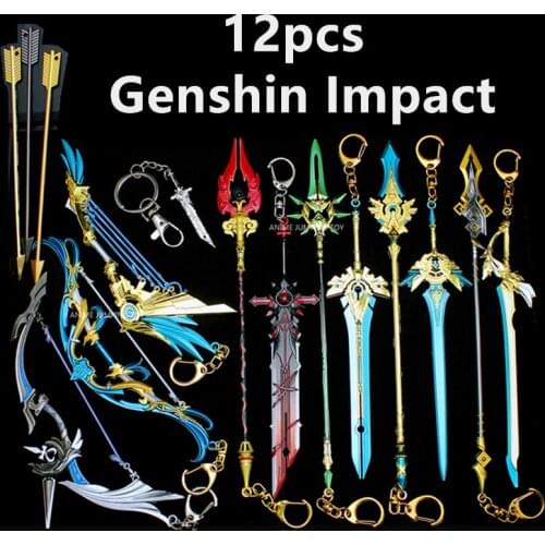 12 Styles Anime Genshin Impact Figure Sword Model Weapon Set Toys Tartaglia Ganyu Venti Klee ZhongLi Diluc Xiao Collection