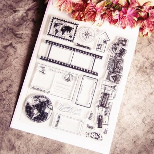 14x18cm Travel world Transparent Clear Stamps Silicone Seals Roller Stamp DIY scrapbooking photo album/Card Making Easter