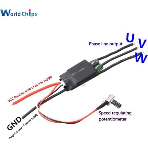 200W BLDC 3 Phase Brushless Motor Driver Board DC 7-24V Without Hall Speed Controller Module For Fans/Water Pump