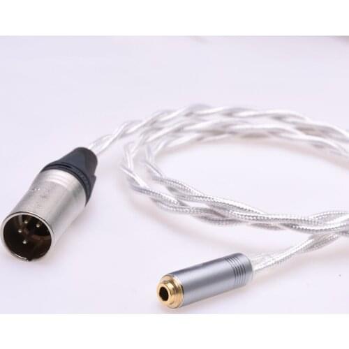 4 Pin XLR Male to 4.4mm Female Audio Adapter Clear Silver Plated Shield Cable Compatible for Sony NW-WM1Z 1A MDR-Z1R TA-ZH PHA-2