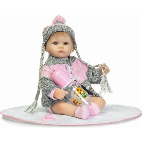 40cm Silicone Reborn Baby Doll kids Playmate Gift For Girls 16 Inch bebe Alive reborn bonecas with pacifier nice sweater