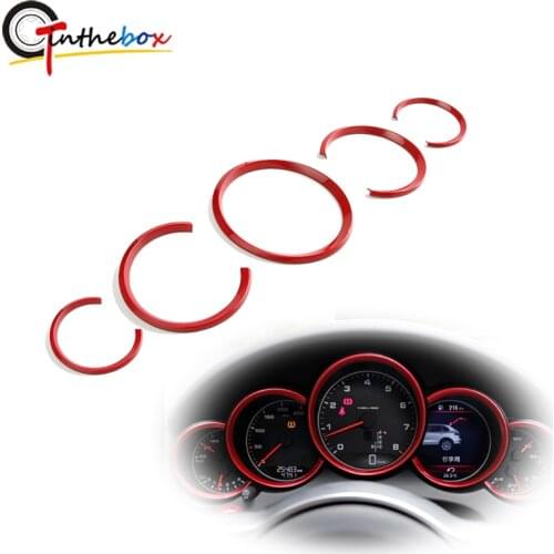 Gtinthebox 5pcs Red ABS Plastic Dashboard Instrument Frame Cover Ring Trims Stickers For 2011-2018 Porsche 911 Car Accessories