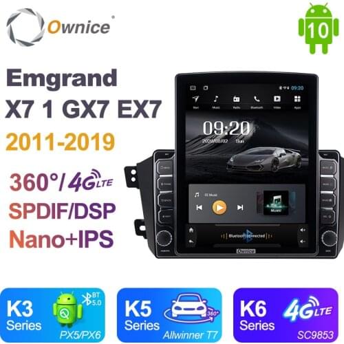 Ownice Android 10.0 Car Multimedia for Geely Emgrand X7 1 GX7 EX7 2011-2019 Car Auto Radio 2din Audio Video System Unit PX6