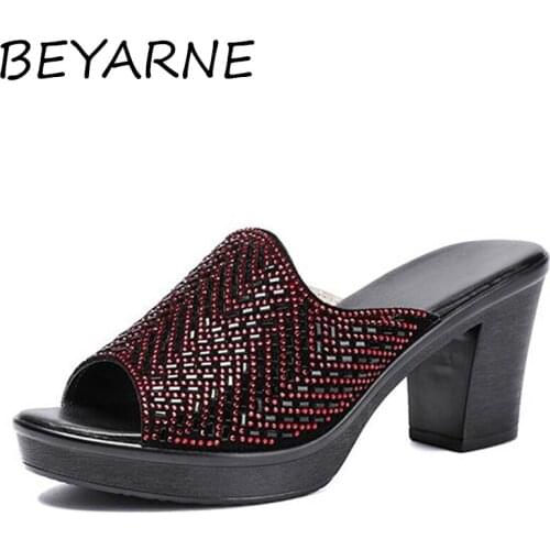 BEYARNE 2020 Korean version of the new thick comfortable summer with wild clothes fish mouth female slippers